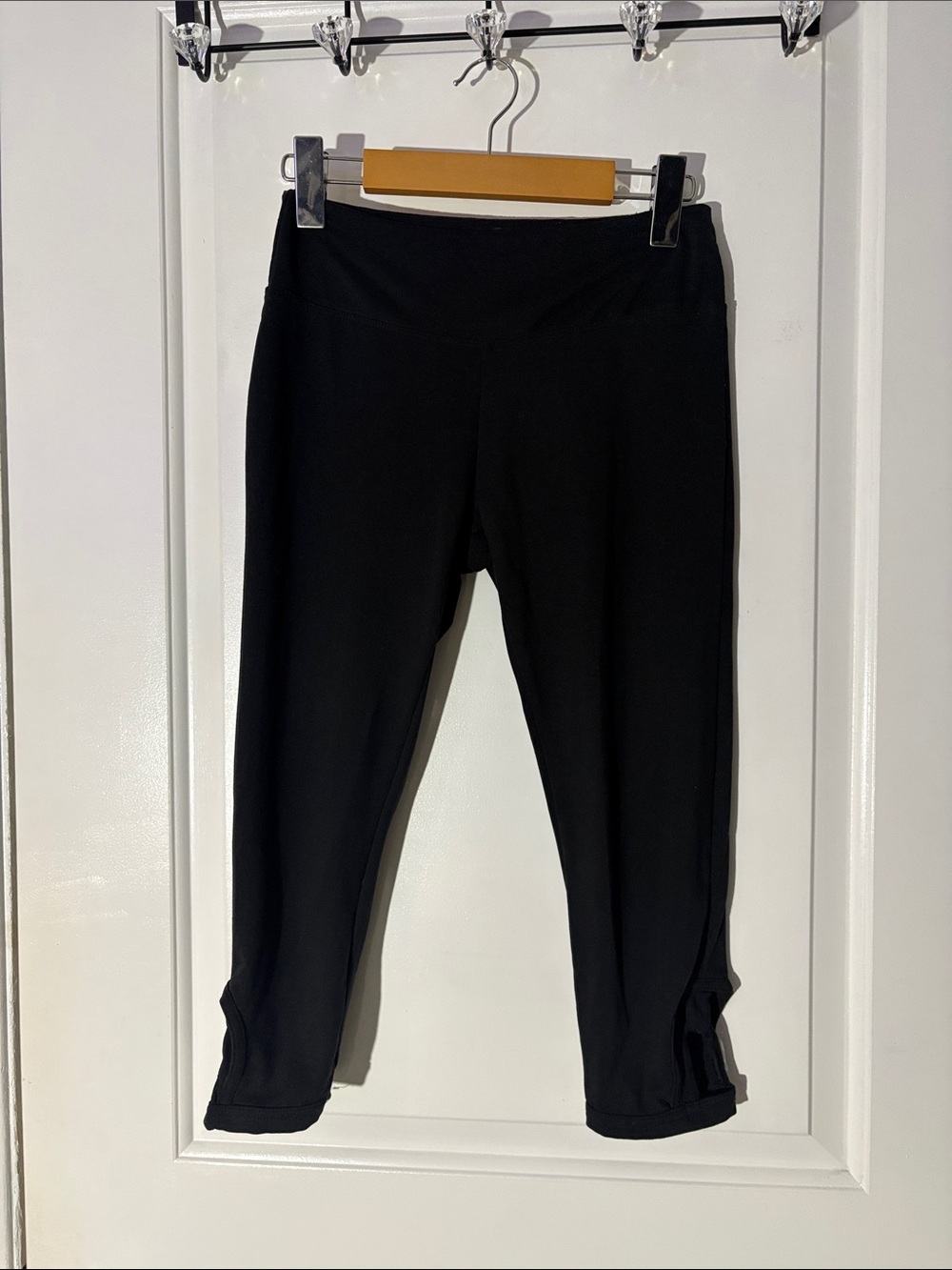 Balance Collection Black Capri Leggings with Ankle Tie